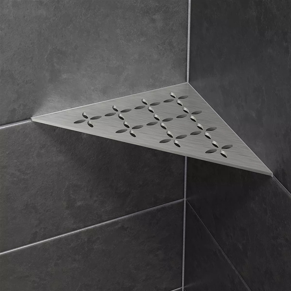 Wall shelf shower shelf Schlüter triangle 21x21cm floral stainless steel