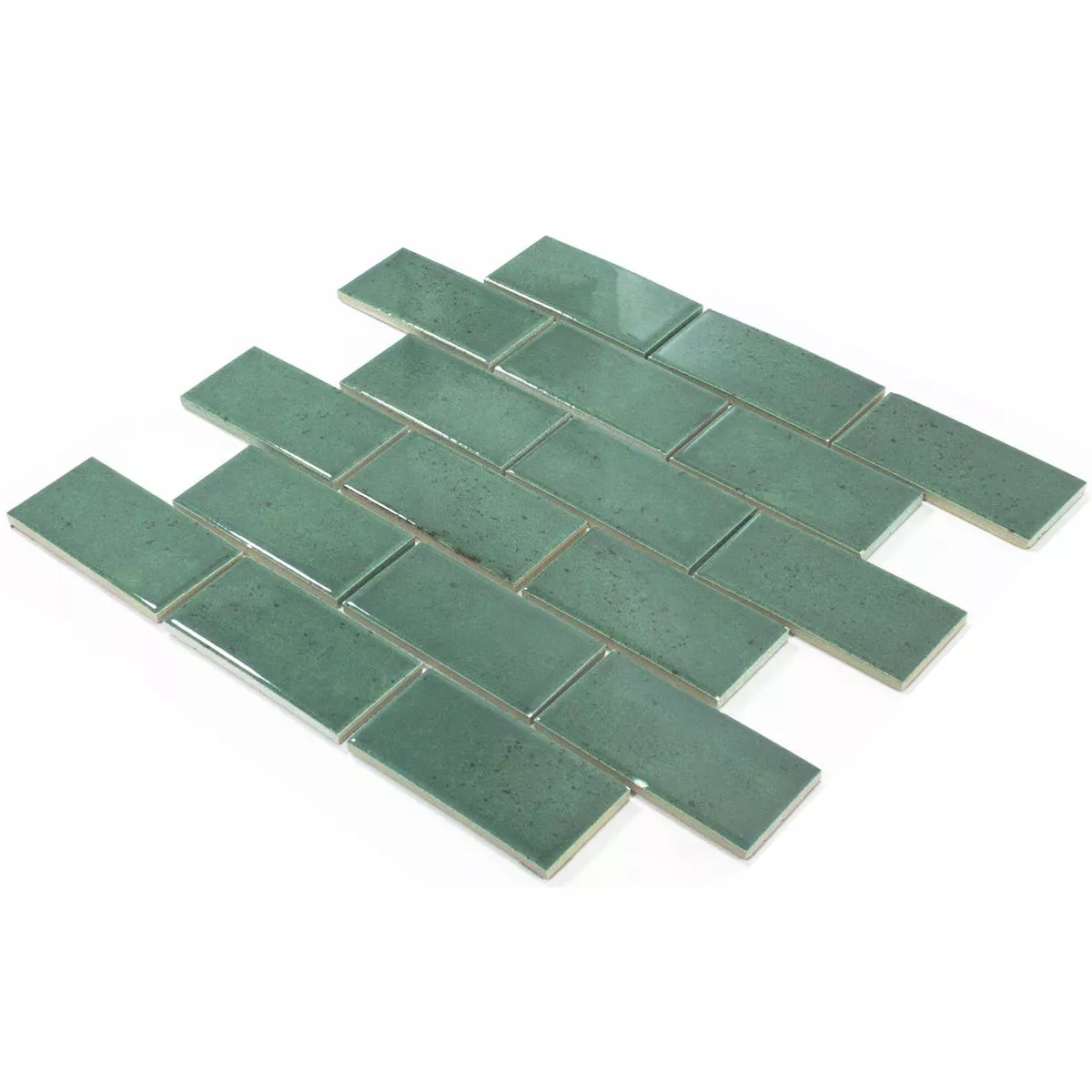 Sample Ceramic Mosaic Tiles Eldertown Brick Dark Green