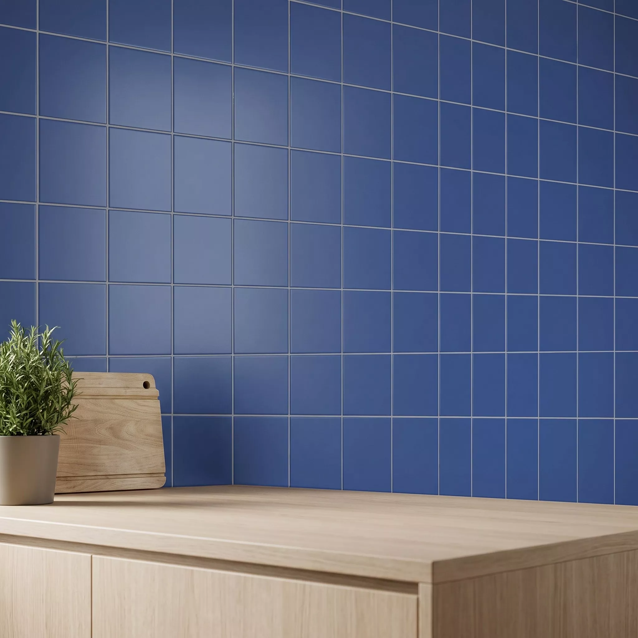 Metro tile Blue Mat 20x20 cm Without Facet Ashville Mar