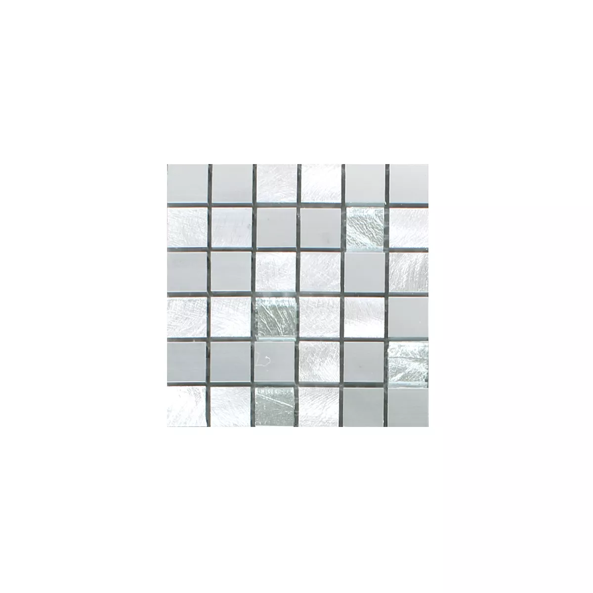 Muster von Mosaikfliesen Lissabon Aluminium Glas Mix Silber