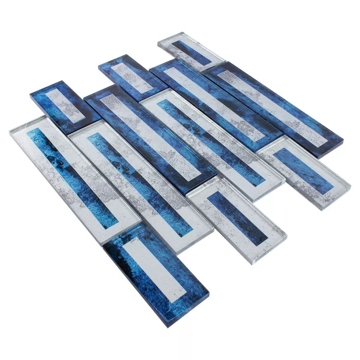 Próbka Mozaiki Szklana Płytki Romans 2D Efekt Niebieski