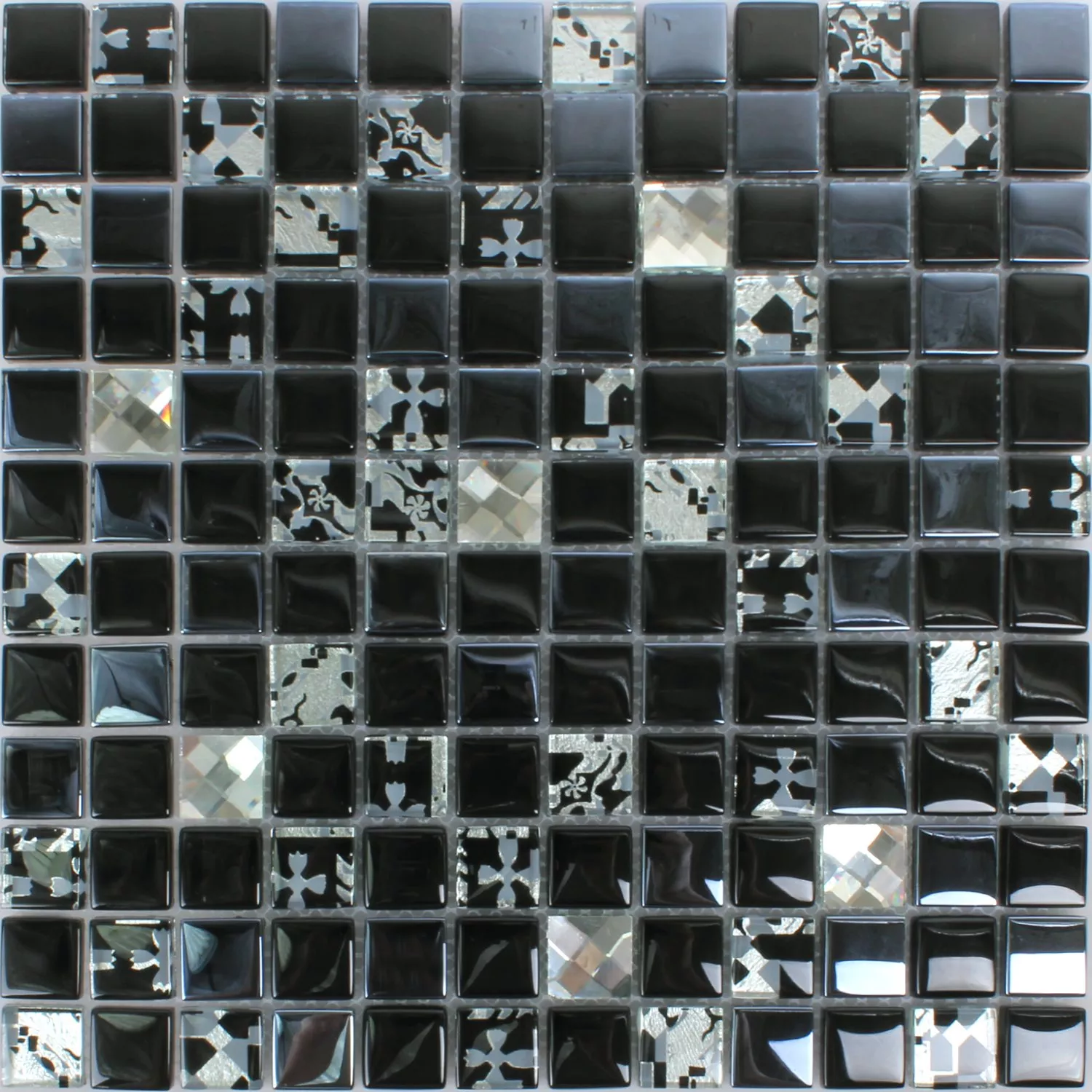 Mosaico de Cristal Azulejos Kunia Negro Plateado