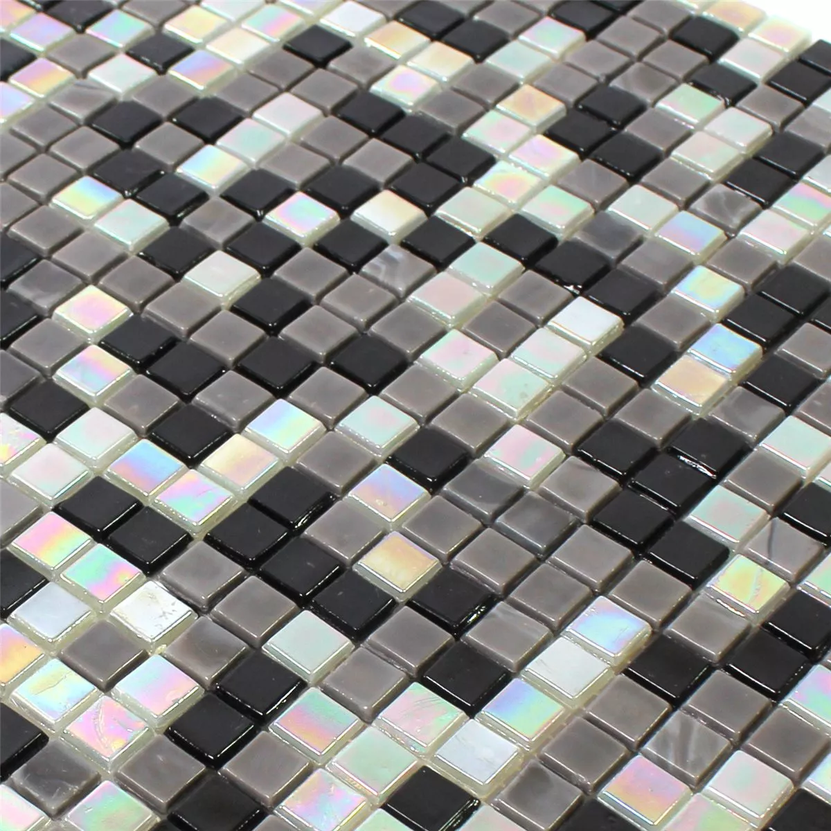 Muestra Azulejos De Mosaico Cristal Negro Gris