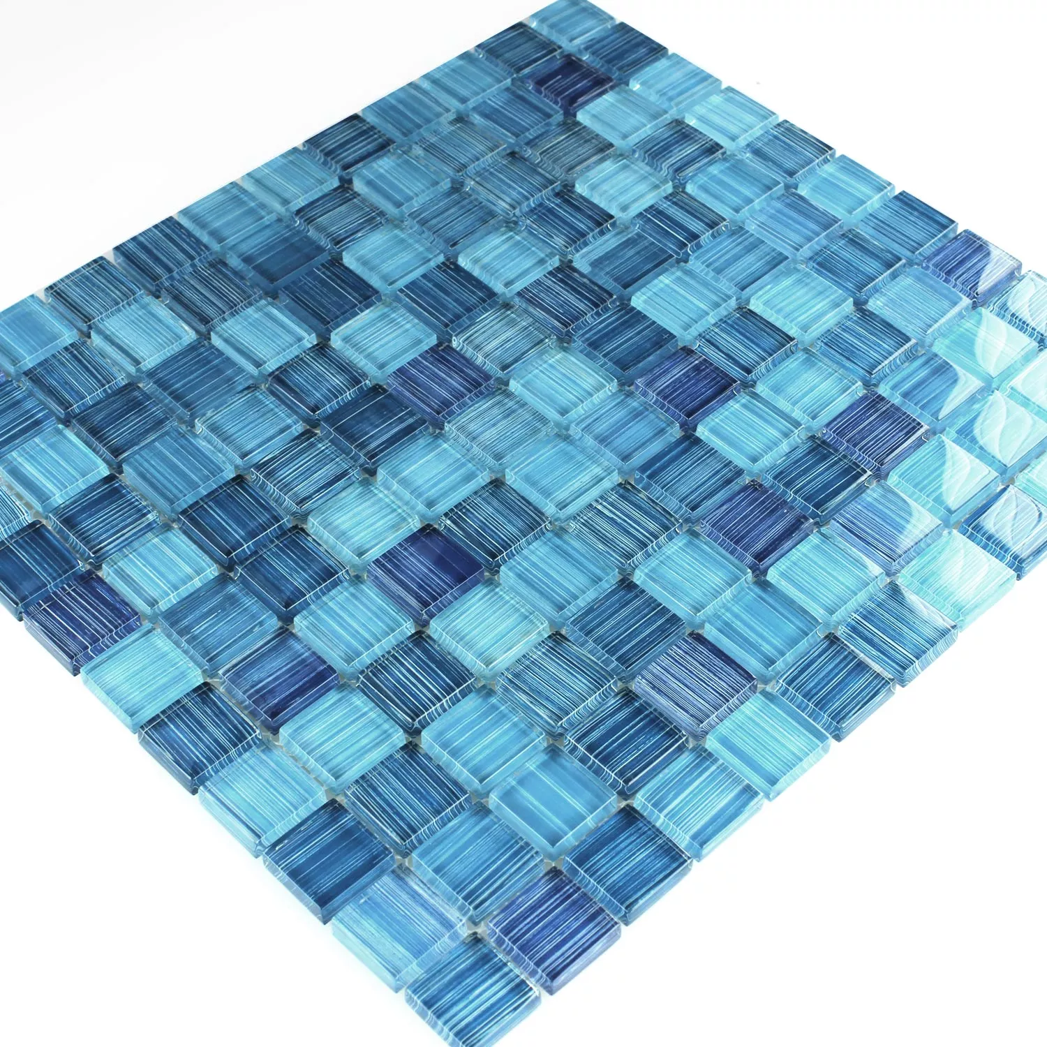 Sample Mosaic Tiles Glass Blue Striped