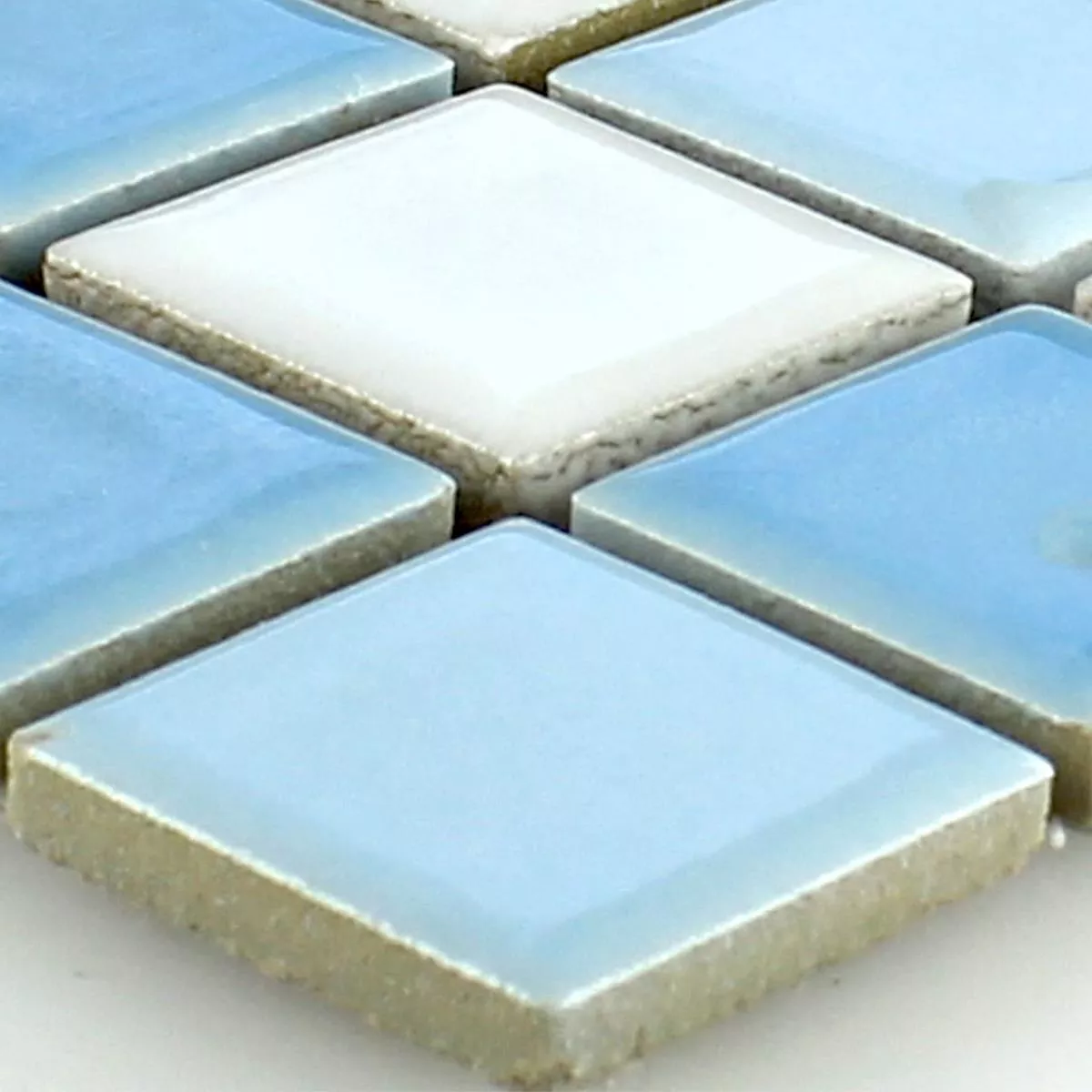 Muestra Azulejos De Mosaico Cerámica Bodaway Azul Blanco 