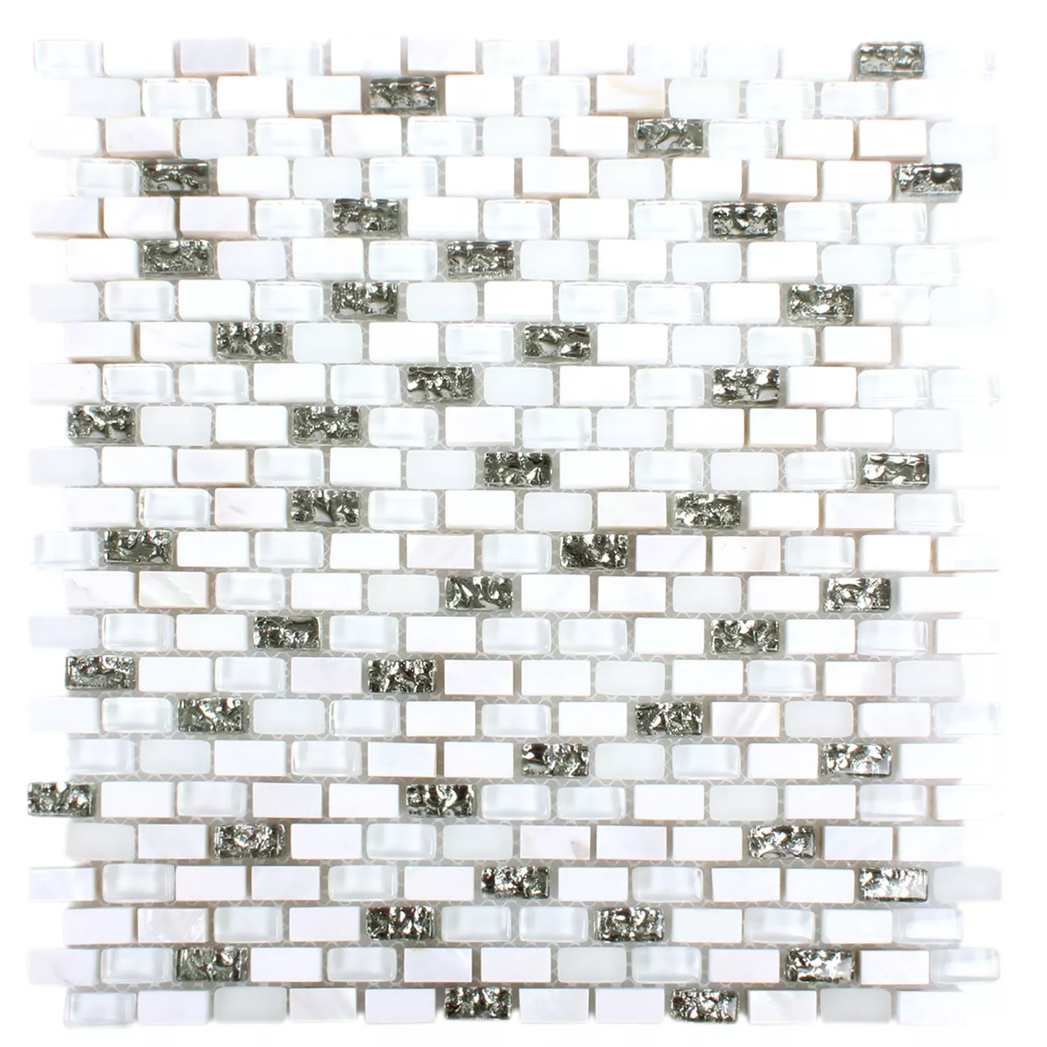 Uzorak Mozaik Pločice Školjka Staklo Prirodni Kamen Jasmina Bijela
