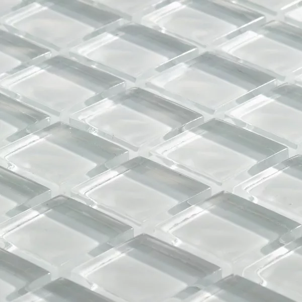 Mosaic Tiles Glass Uni 23x23x8mm White