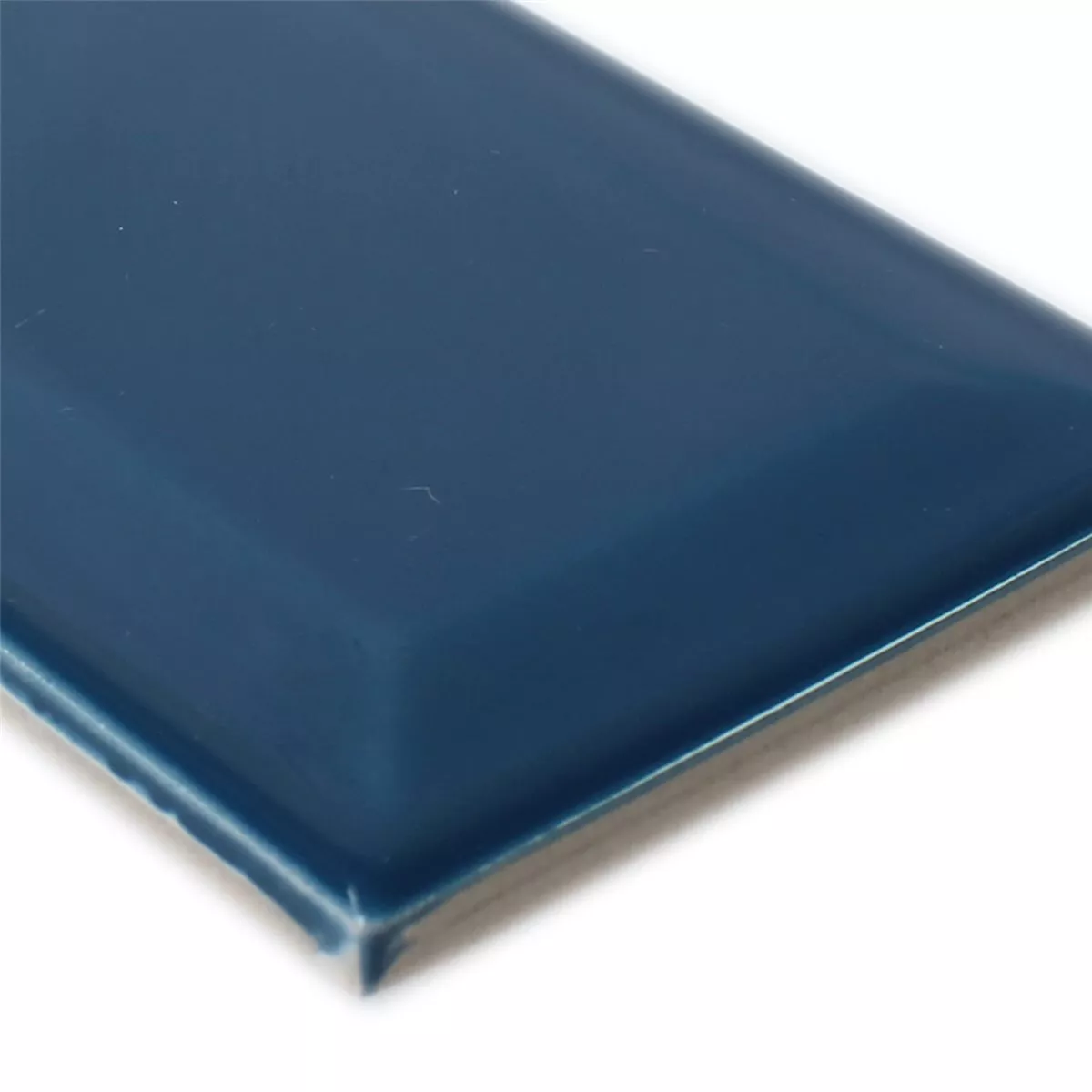Sample Metro Wall Tiles Petrolio Blue Glossy Facet 7,5x15cm