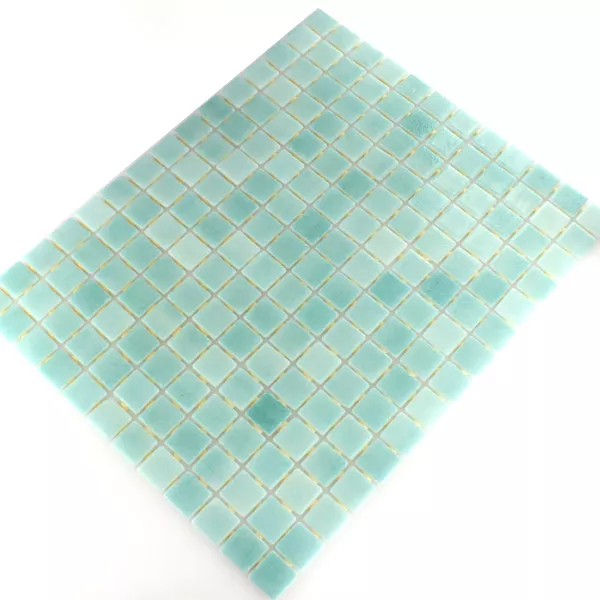 Glass Swimming Pool Mosaic 25x25x4mm Cyan Mix
