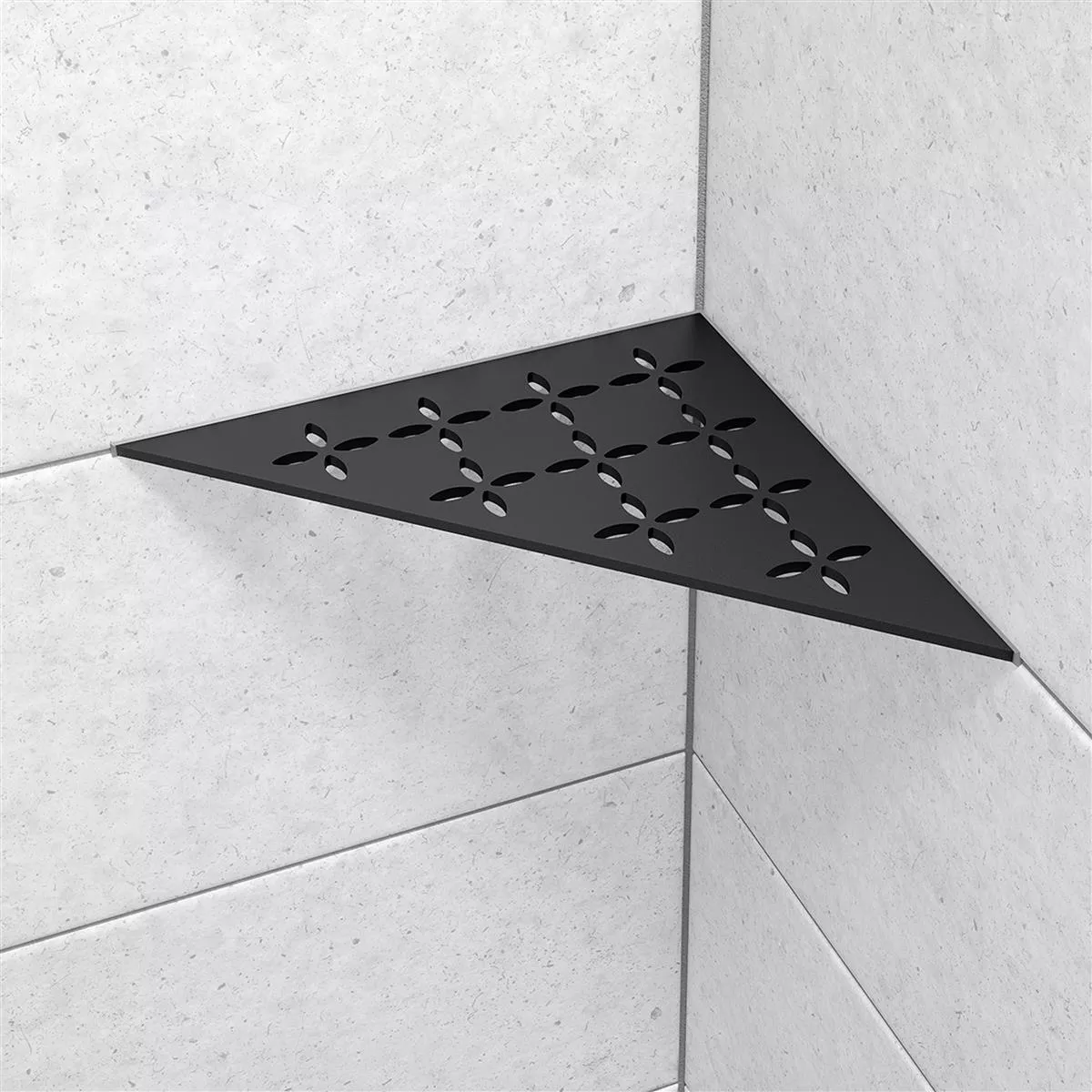Półka ścienna półka prysznicowa Schlüter trójkąt 21x21cm kwiatowy grafit