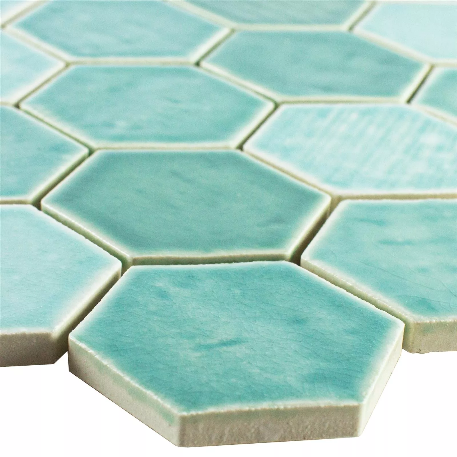 Ceramic Mosaic Tile Roseburg Hexagon Glossy Cyan Ceramic Mosaic Tile Roseburg Hexagon Glossy Cyan