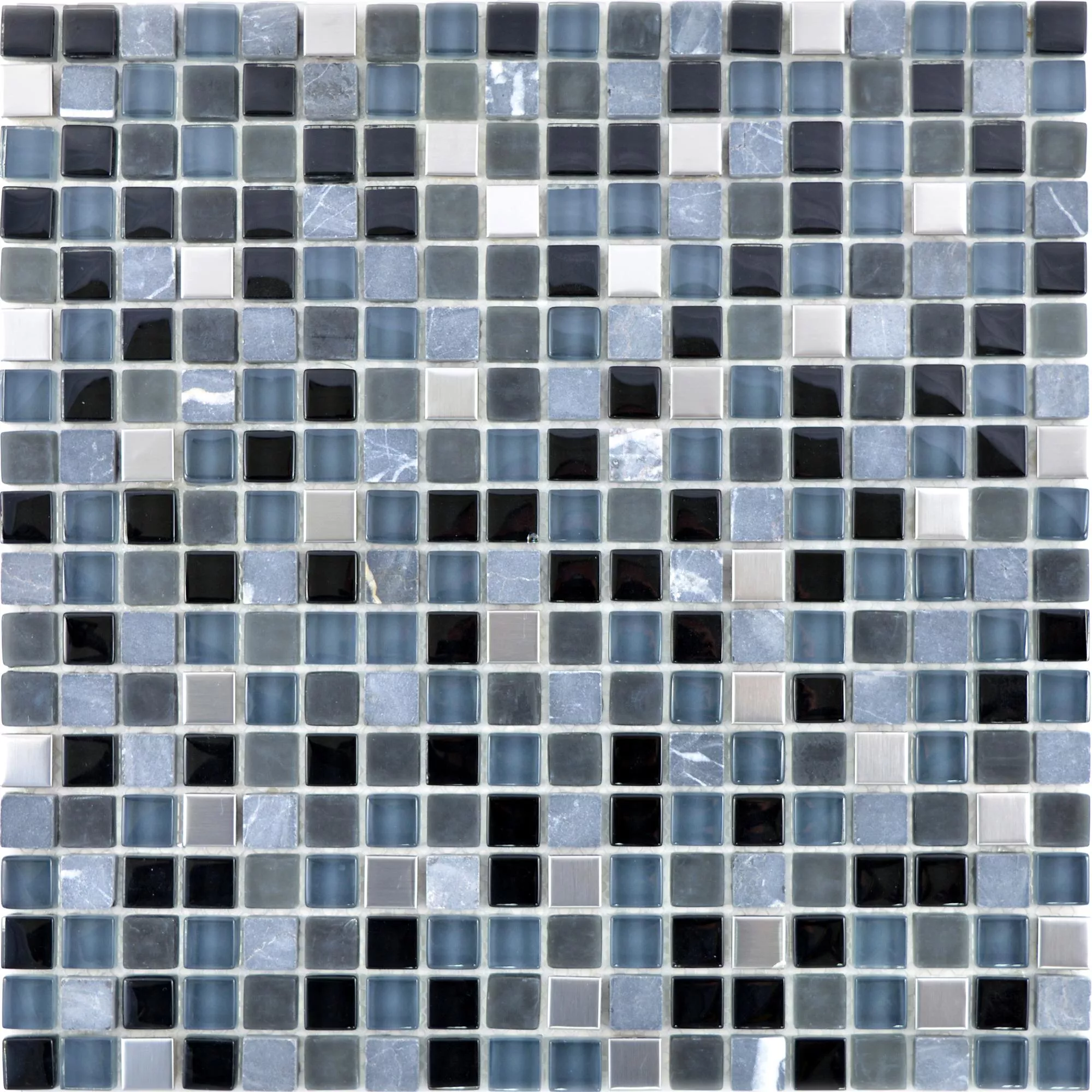 Glass Naturstein Stål Mosaikkfliser Romeo Svart