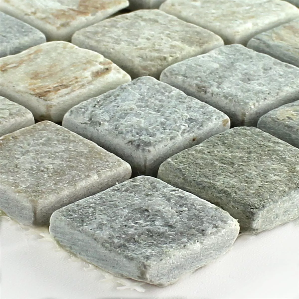 Mosaïque Quartzit Beige Gris 22x22mm Mosaïque Quartzit Beige Gris 22x22mm