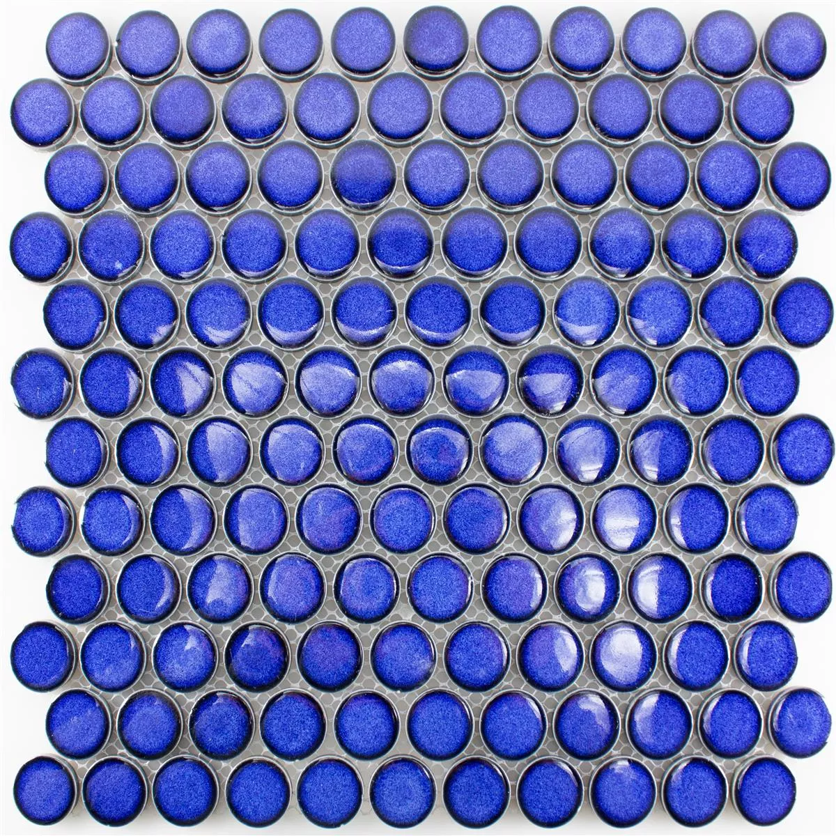 Ceramic Button Mosaic Tiles Mission Blue