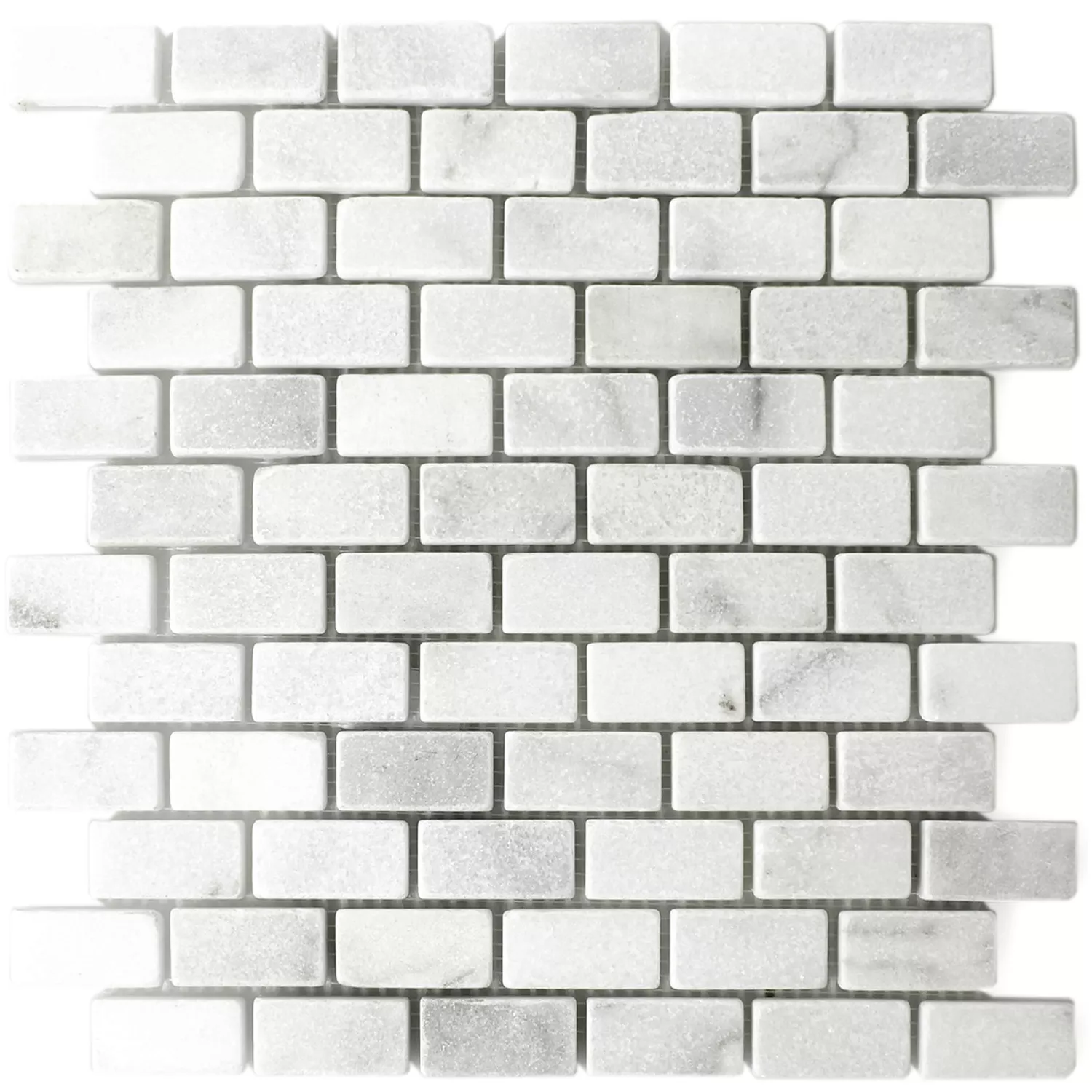 Sample Mozaïektegel Marmer Natuursteen Treviso Brick Wit