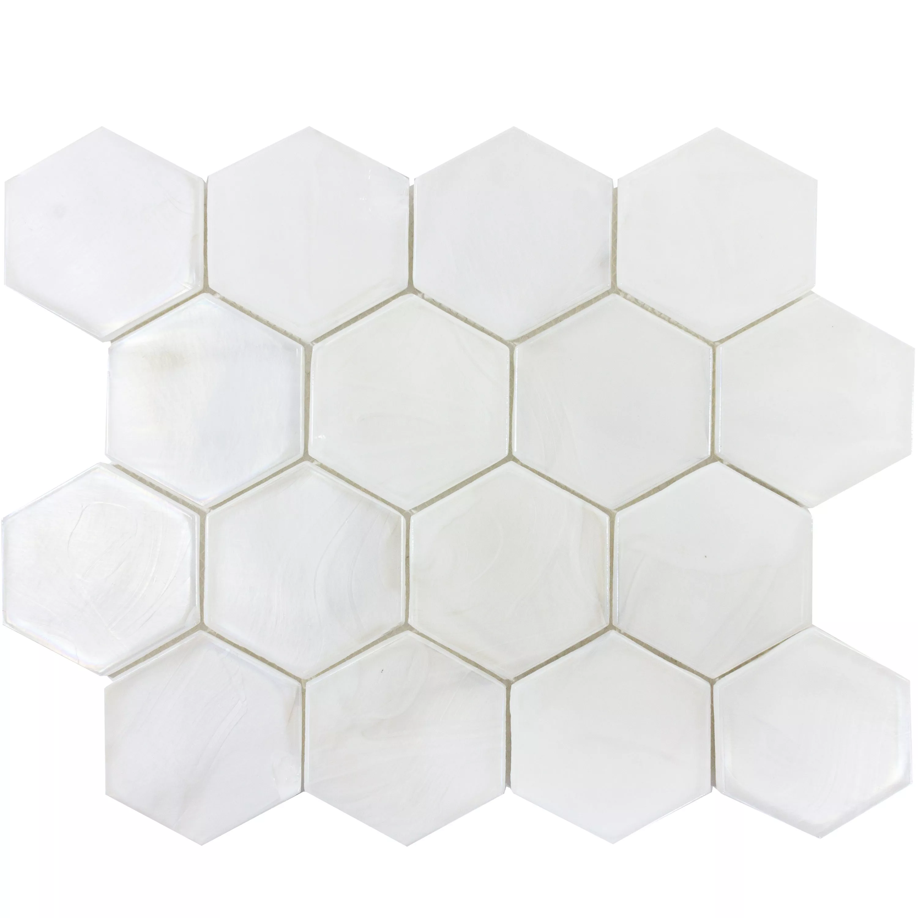 Model din Mozaic De Sticlă Gresie Andalucia Hexagon Alb