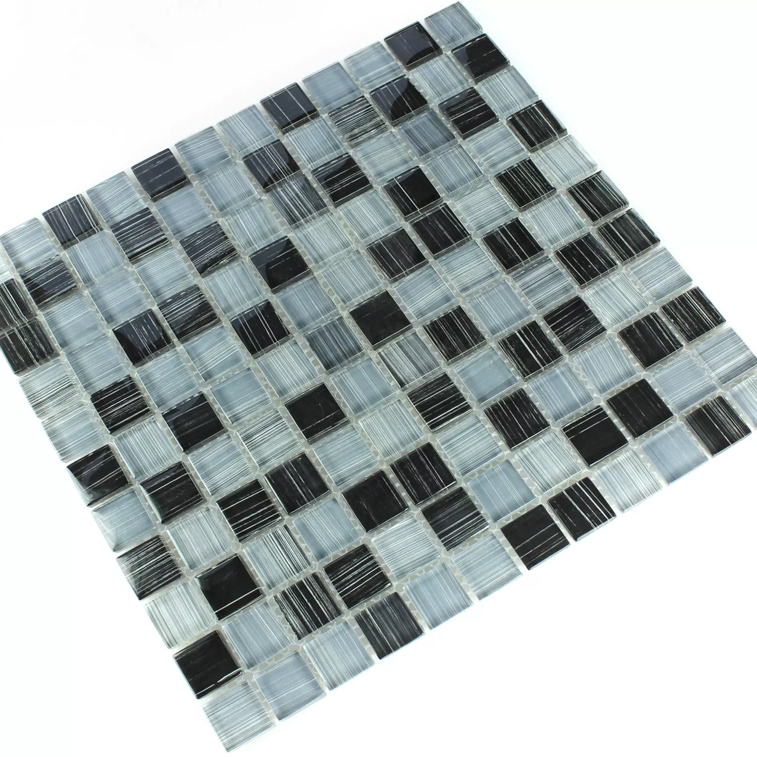 Mozaic De Sticlă Gresie Stroke Negru Gri