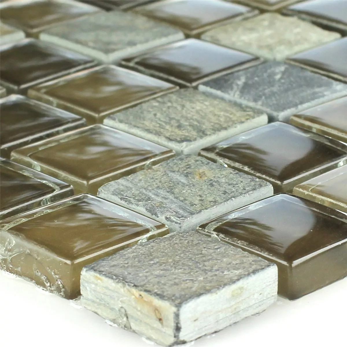 Mosaic Tiles Natural Stone Glass Mocca