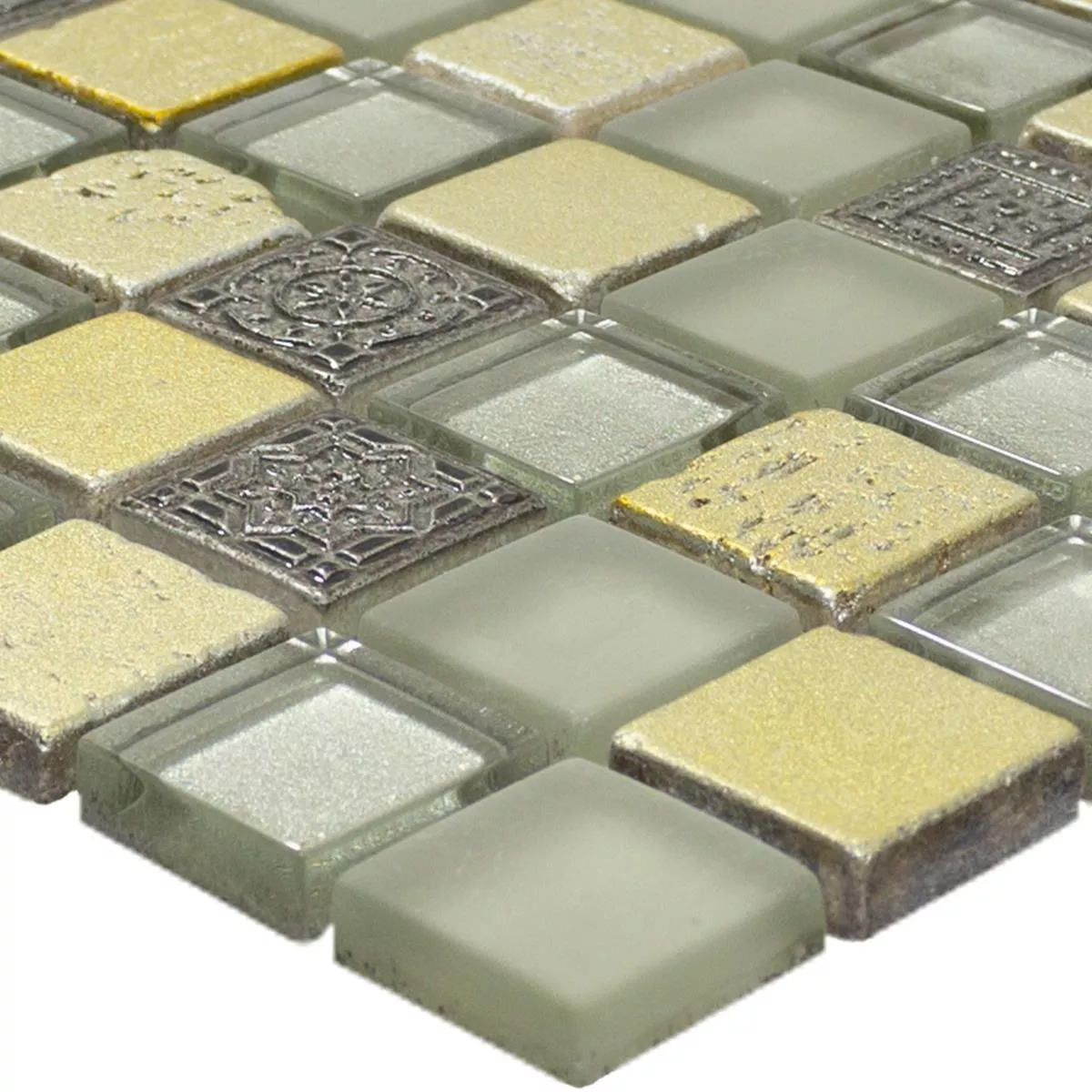 Verre Pierre Naturelle Mosaïque Carrelage Shibuya Or Beige Brun