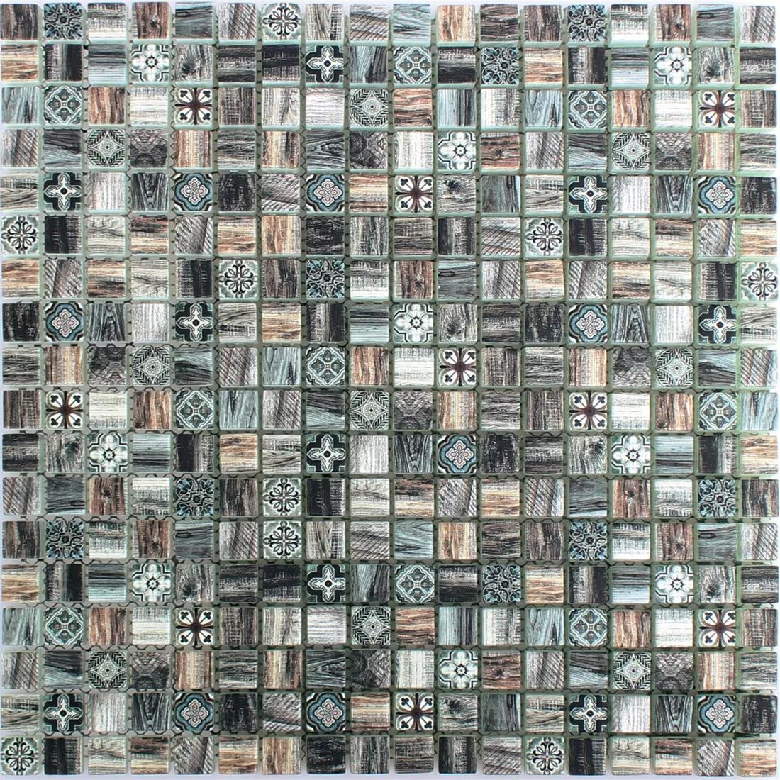 Sample Glass Mosaic Wood Optic Tiles Vision Dark Brown