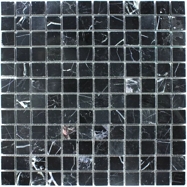 Mosaik Marmor 23x23x8mm Svart Polerad