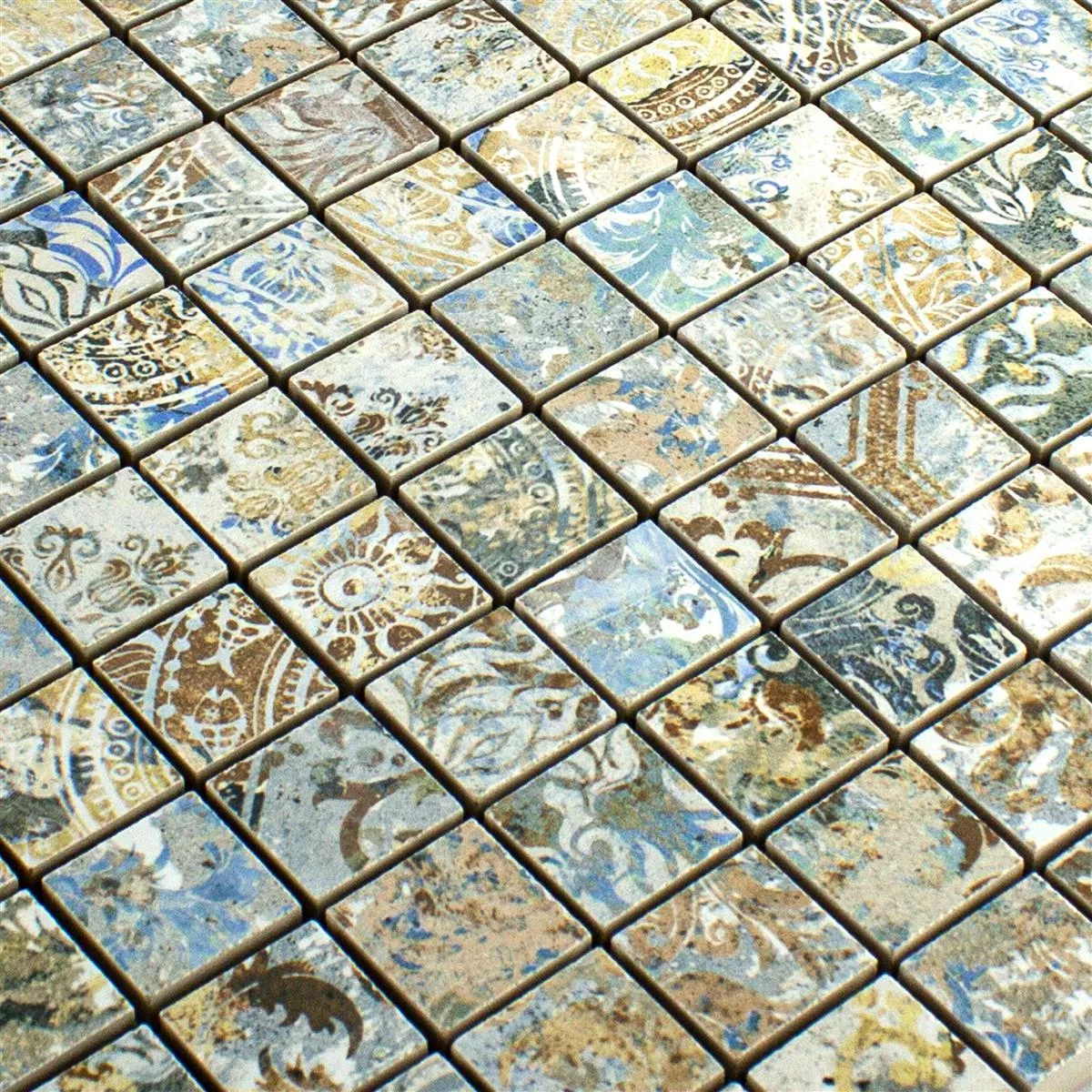 Mosaico Cerâmico Azulejos Patchwork Multicolorido 25x25mm