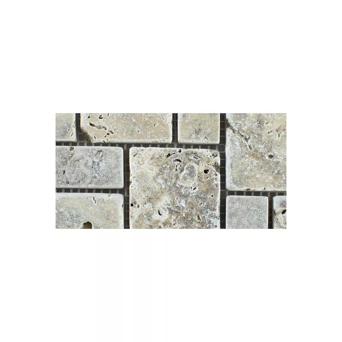 Padrão de Pedra Natural Travertino Azulejo Mosaico LaGrange Prata