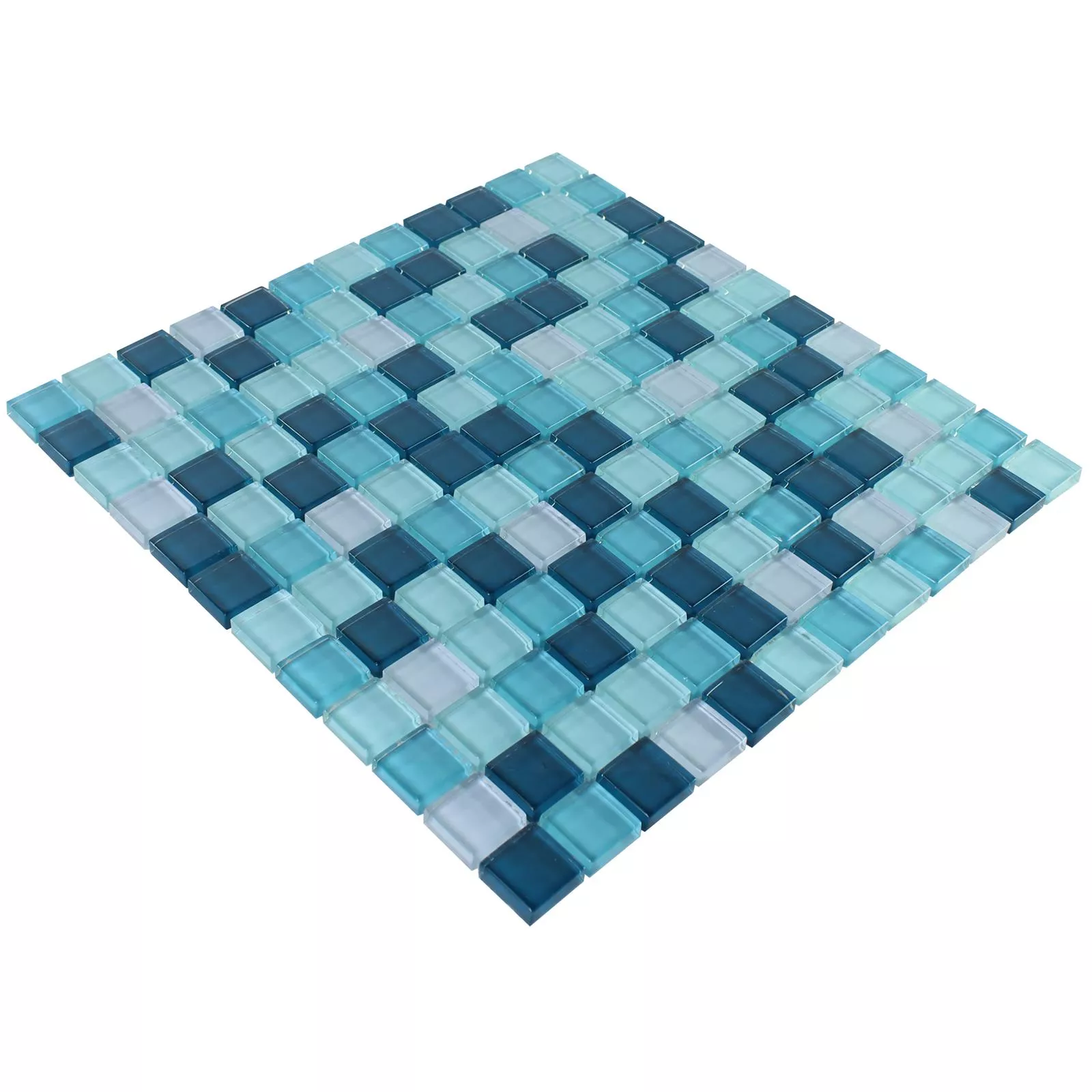 Campione Mosaico Di Vetro Piastrelle Palikir Blu Verde Mix