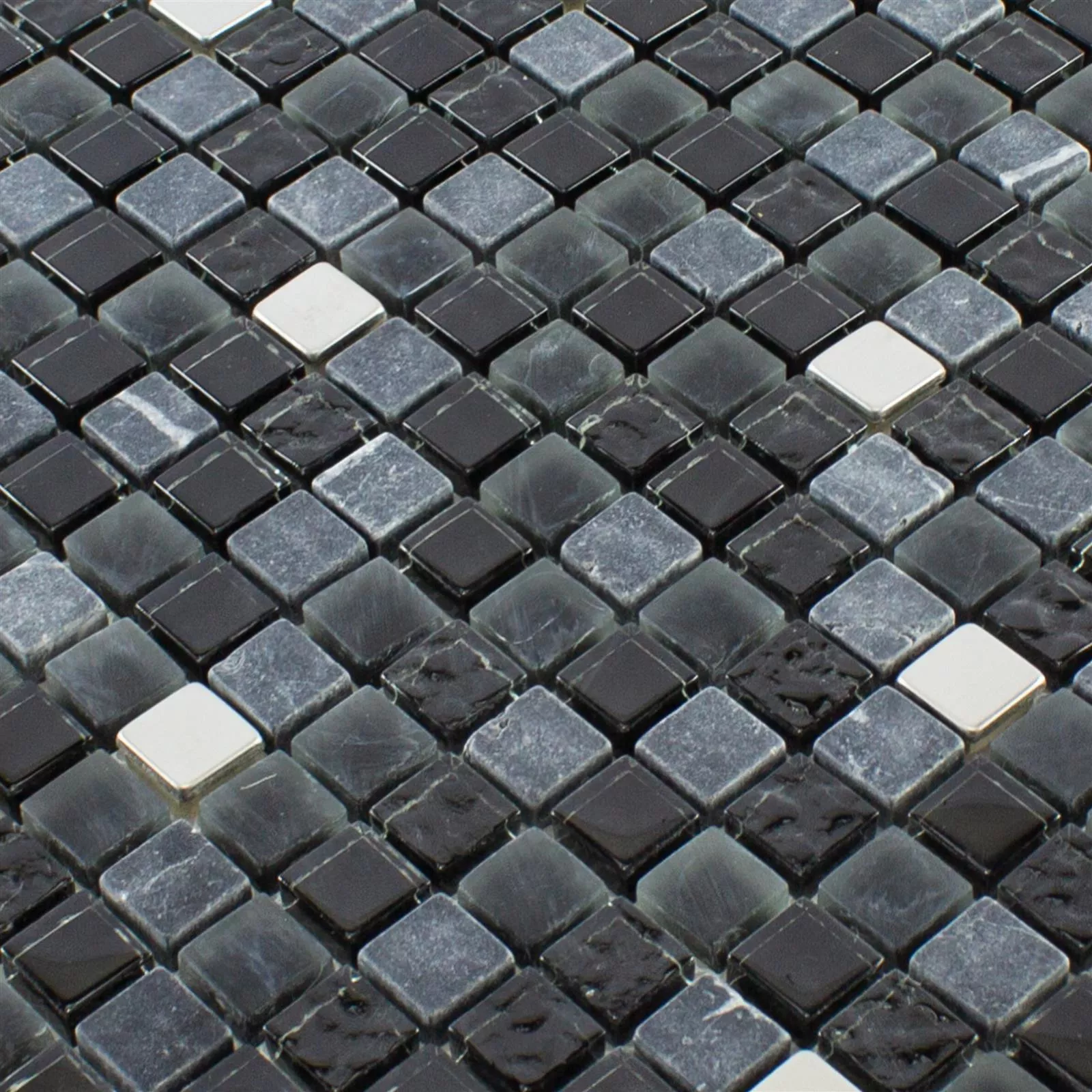 Glass Natural Stone Stainless Steel Mosaic Kosovo Black Silver