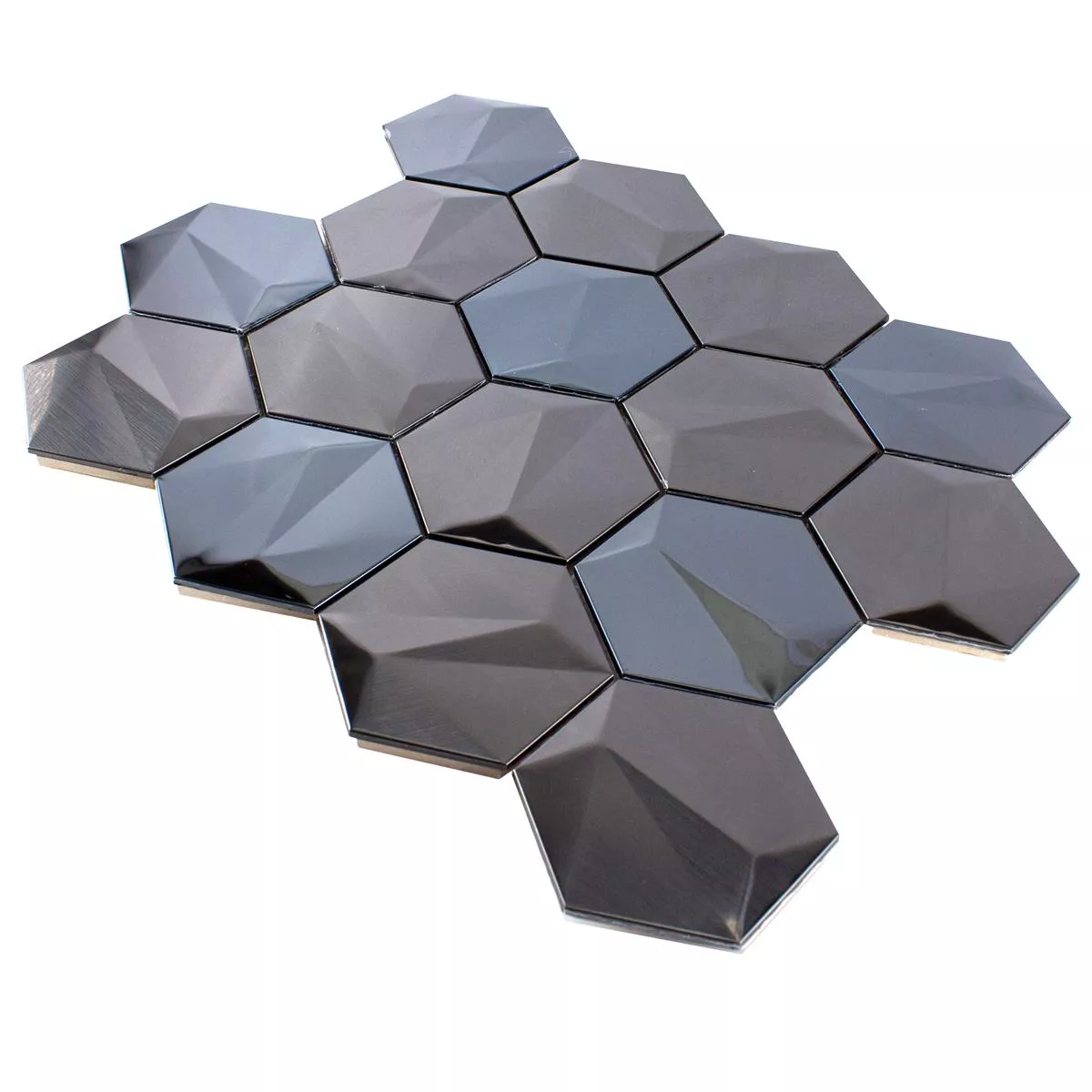Padrão de Aço Inoxidável Azulejo Mosaico Durango Hexágono 3D Marrom