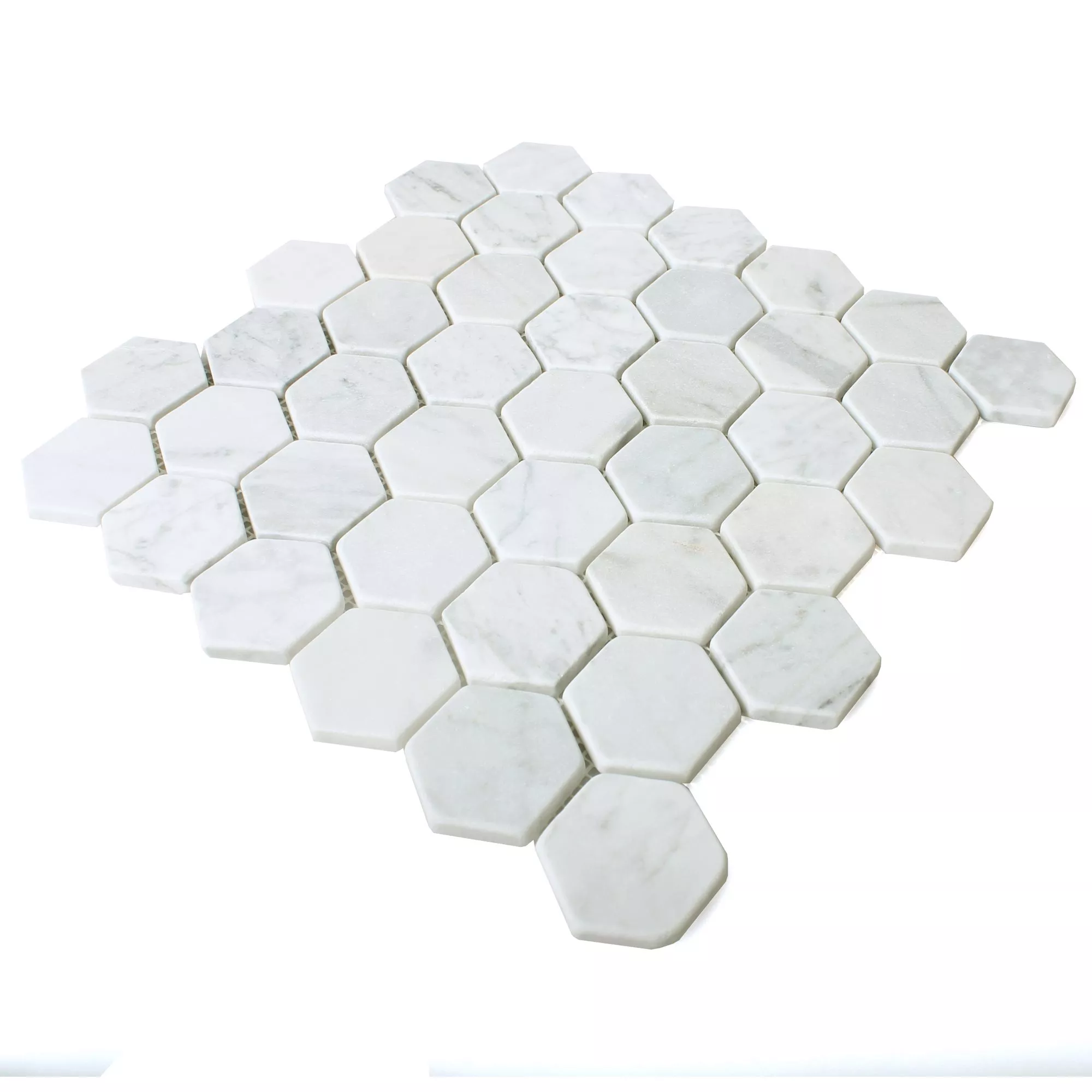 Model din Plăci De Mozaic Marmură Wutach Hexagon Alb Carrara