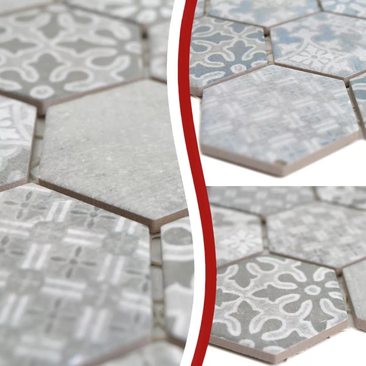 Vzorek Keramické Mozaikové Dlaždice Retro Lawinia Šestiúhelník