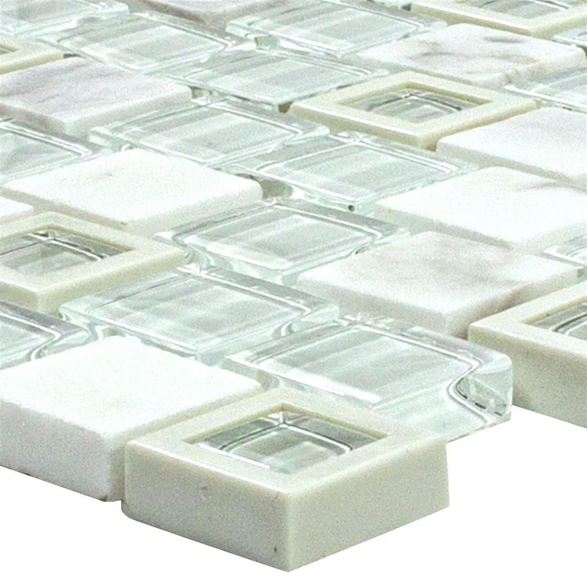 Szkło Plastikowy Kamień Naturalny Mozaika Lunaquell Biały