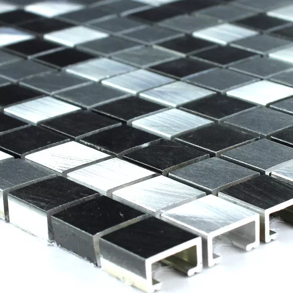 Sample Mozaïektegel Aluminium Zwart Zilver 