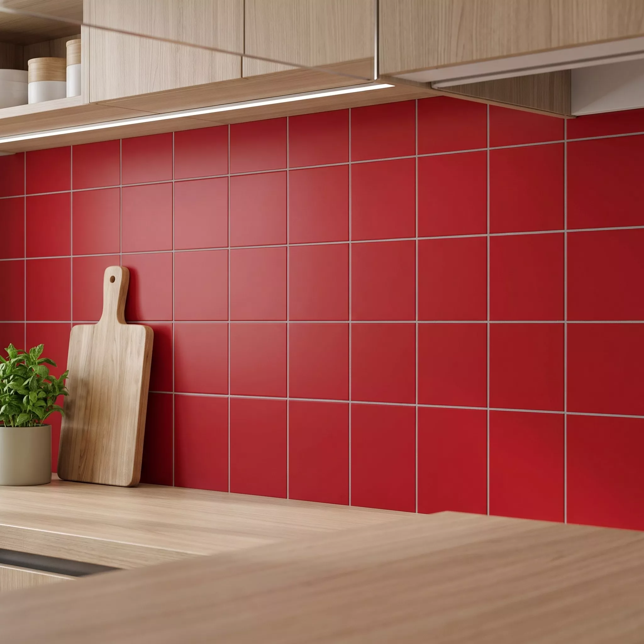 Metro tile Red Mat 15x15 cm Without Facet Miona Fuego