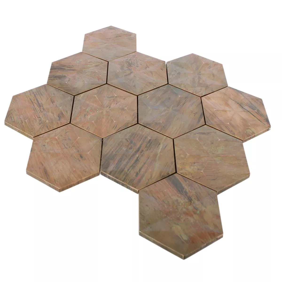 Kov Měď Mozaiková Dlaždice Myron Šestiúhelník 3D