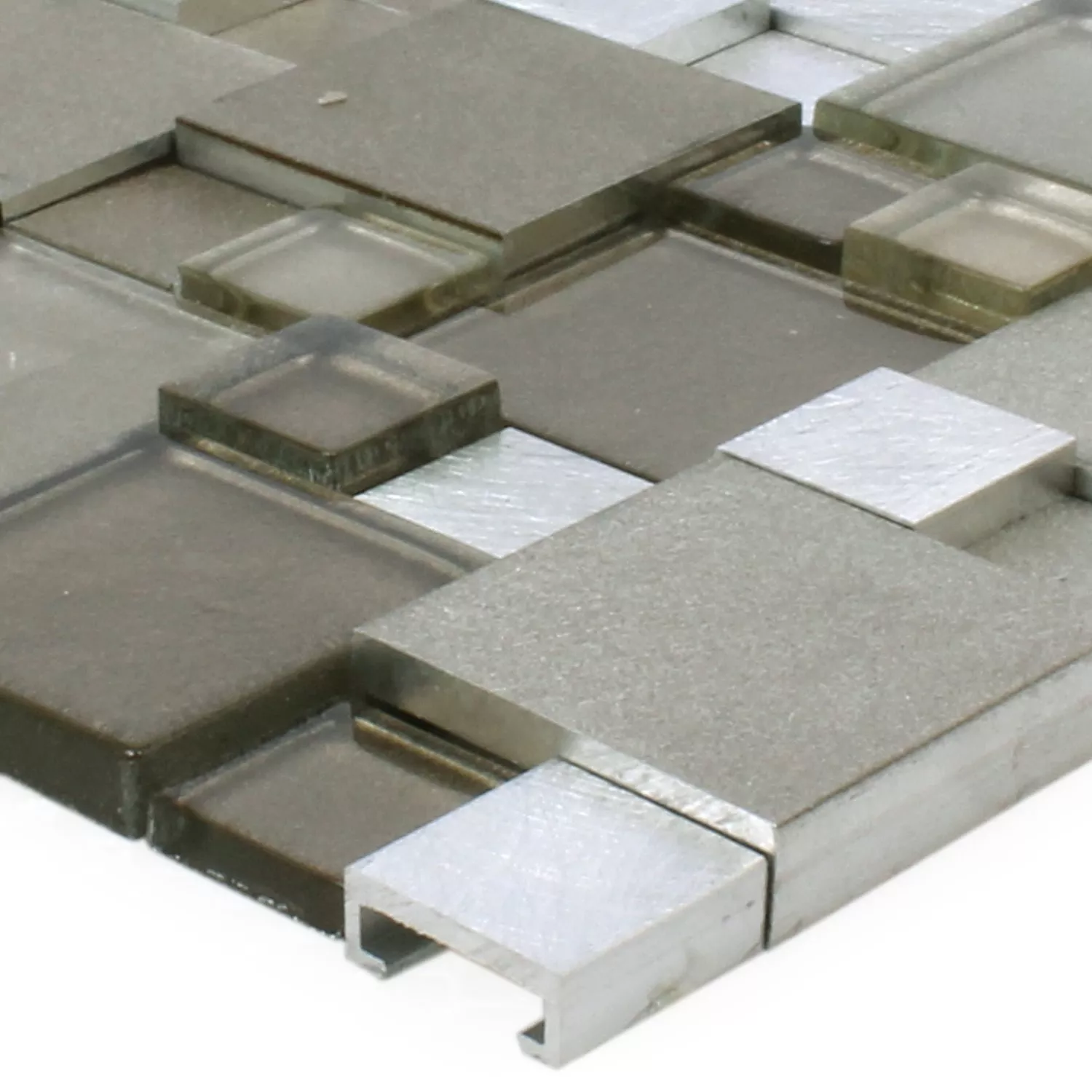 Sample Mosaic Tiles Glass Aluminum Condor 3D Brown Mix