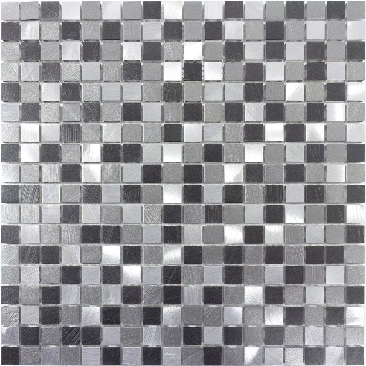 Sample Aluminium Metal Mosaic Tiles Montezuma Grey Silver Mix