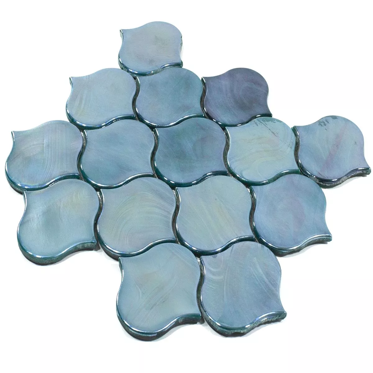 Muestra Mosaico de Cristal Azulejos Andalucia Arabesque Lago Verde