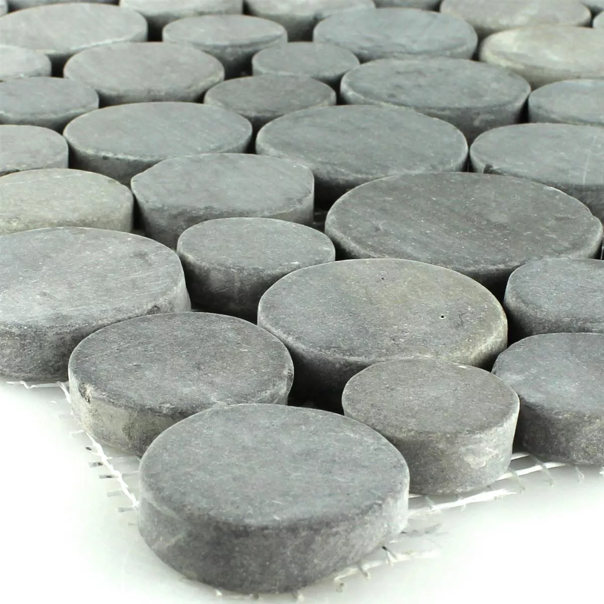 Mozaika Kamień Otoczak Coin Okrągły Ciemnoszary