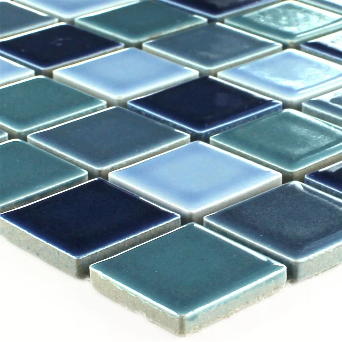 Azulejo Mosaico Cerâmica Bodaway Azul Mix Brilhante