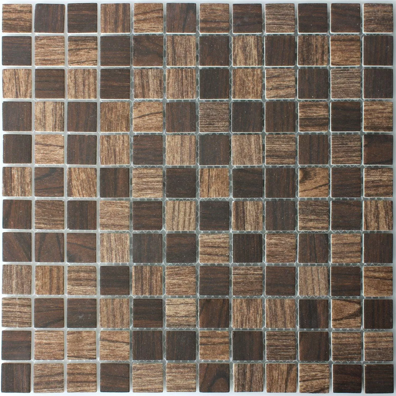 Mosaic Tiles Glass Valetta Wood Structure Dark Brown