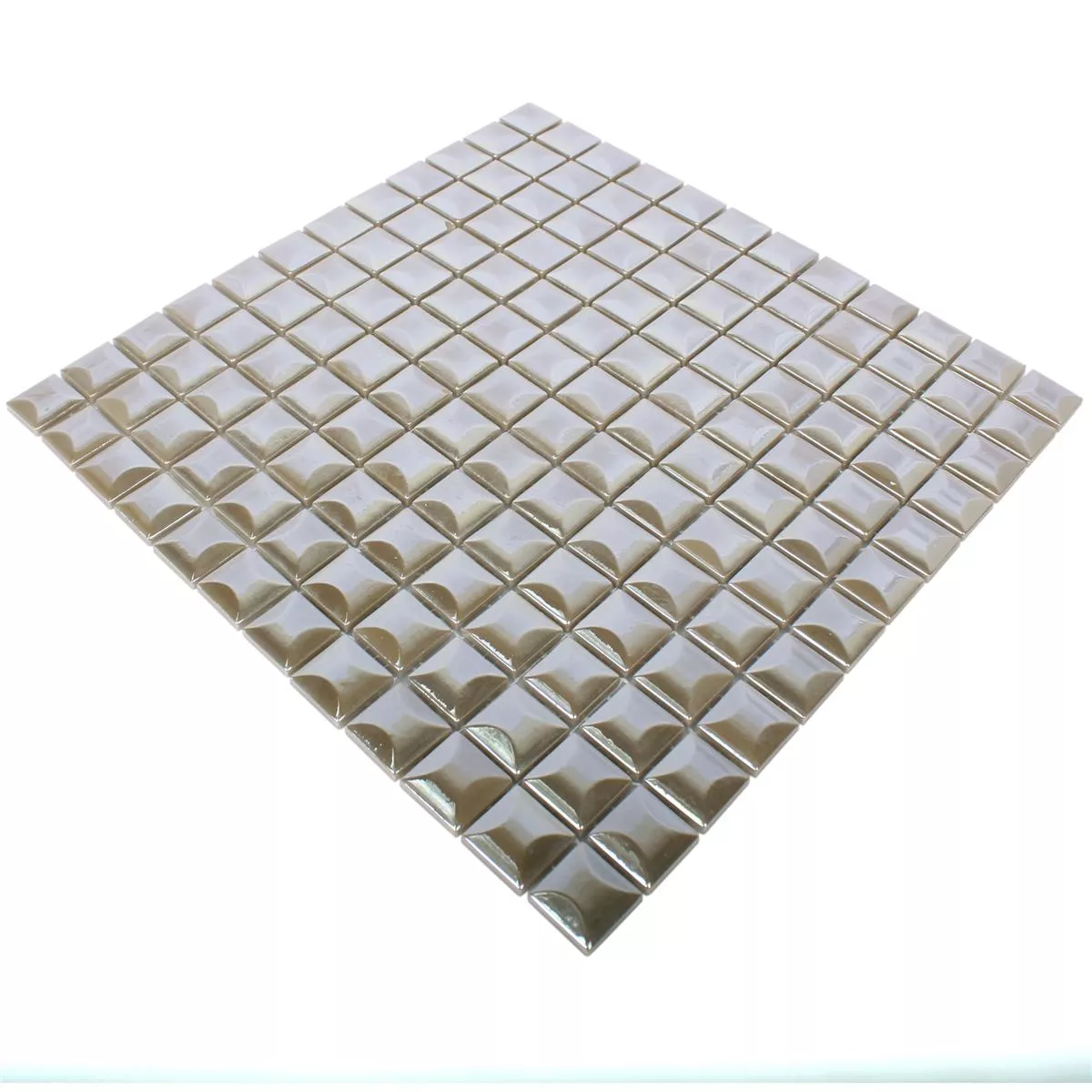 Sample Glass Mosaic Tiles Monrovia Coffee 3D Metallic