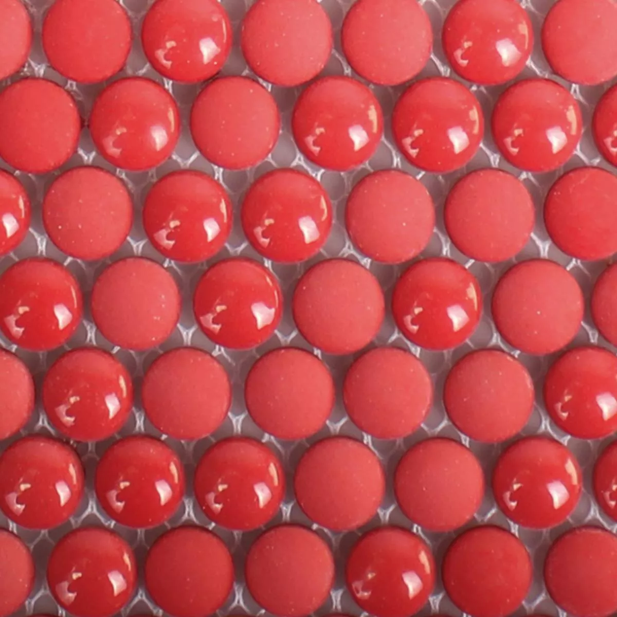 Sample Glass Mosaic Tiles Bonbon Round Eco Red