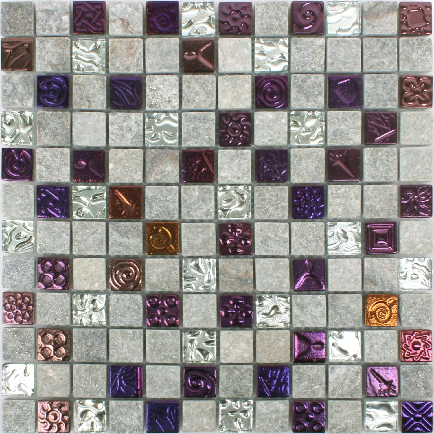Mosaic Tiles Sheldrake Grey Silver