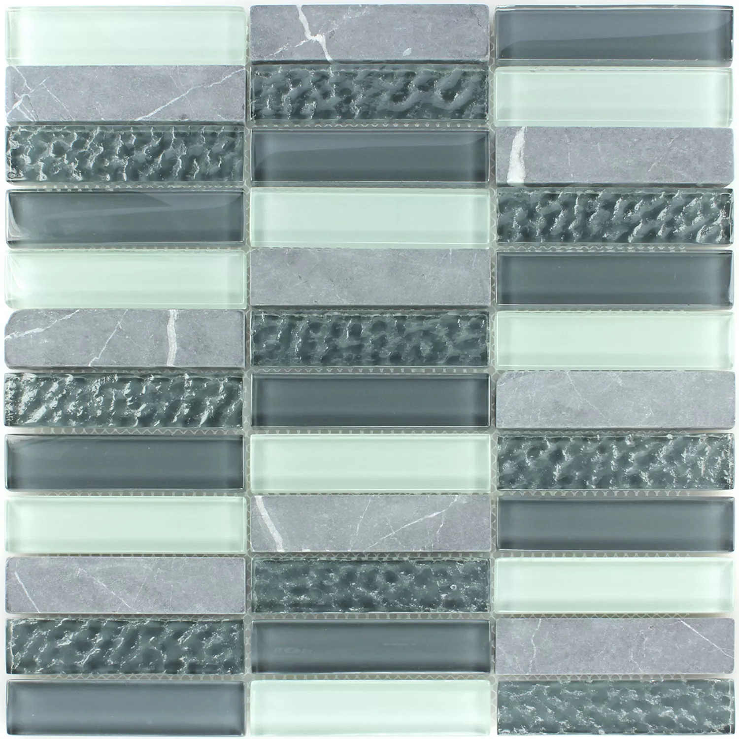 Mosaikfliesen Glas Marmor Grau Mix 25x100x8mm