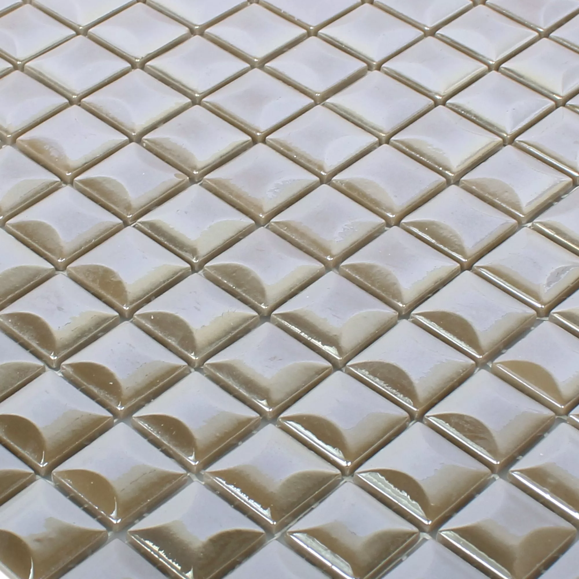 Glass Mosaic Tiles Monrovia Coffee 3D Metallic