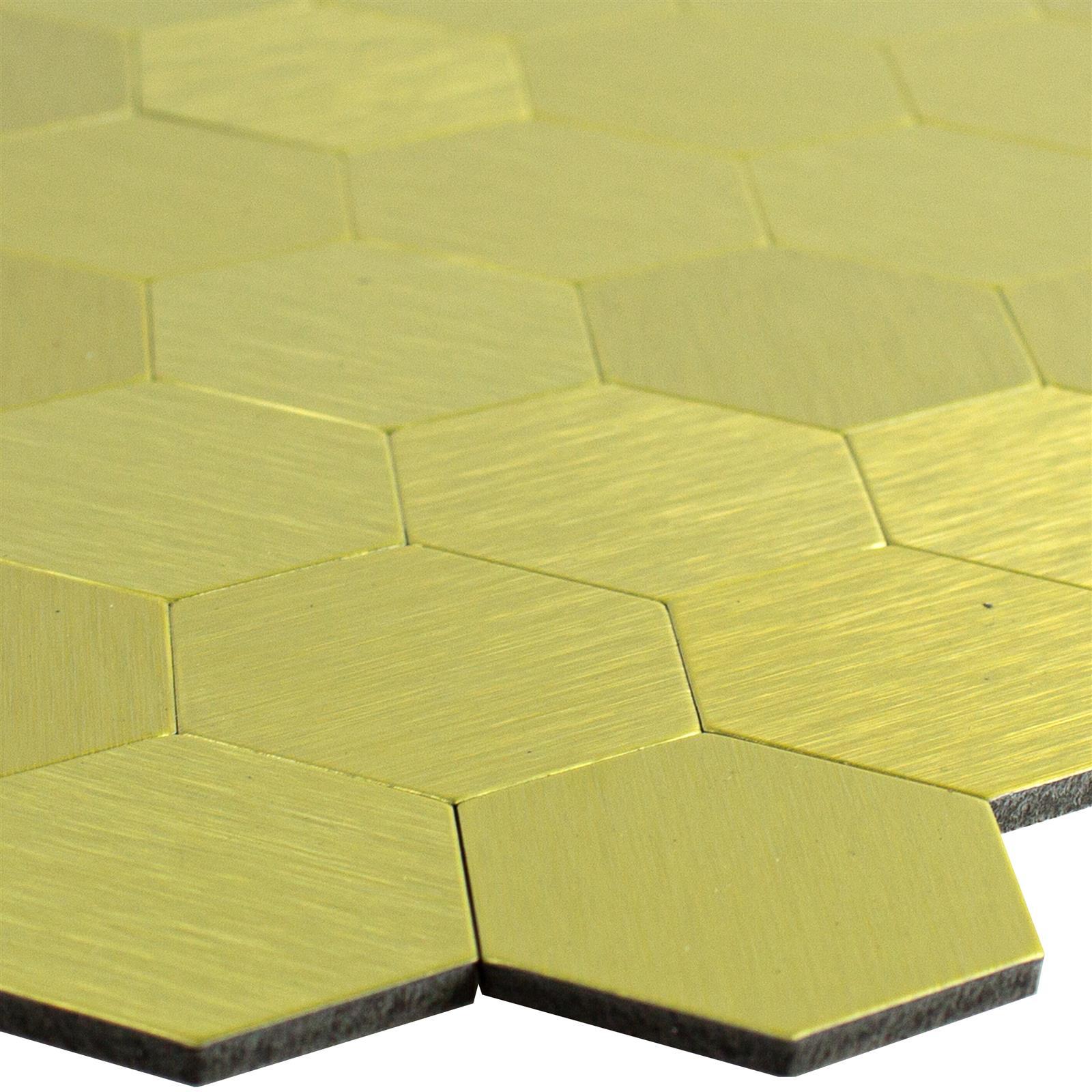 Mosaic Tiles Metal Self Adhesive Vryburg Gold Hexagon
