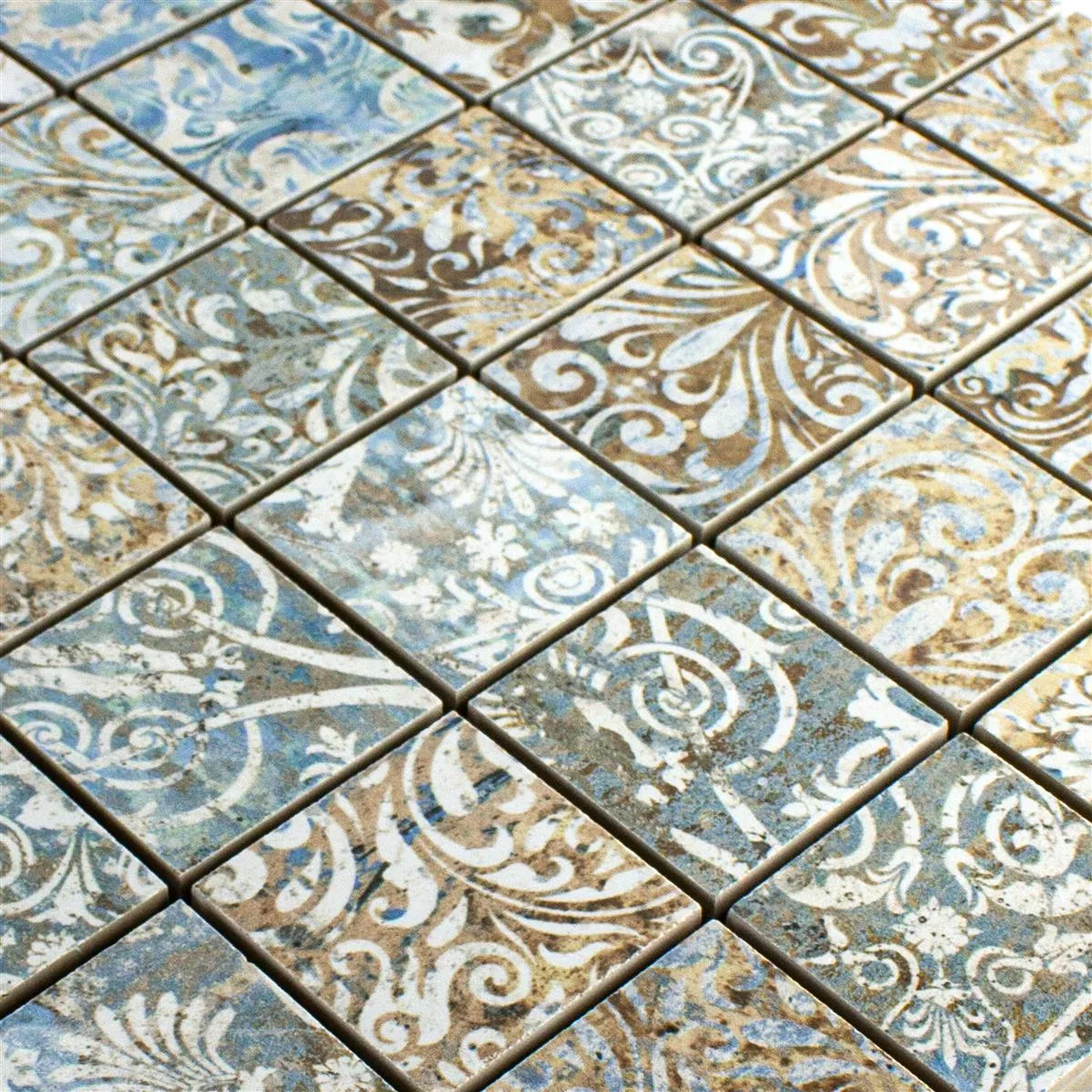 Mosaico Cerâmico Azulejos Patchwork Multicolorido 47x47mm