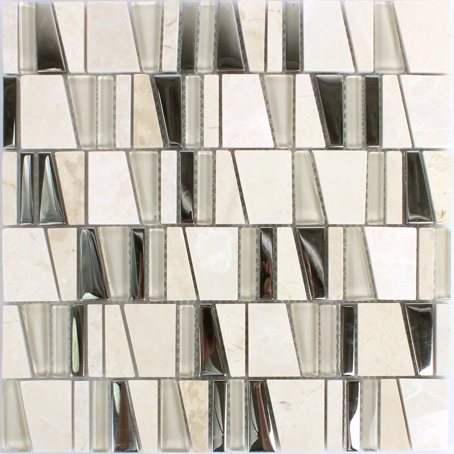 Mosaic Tiles Natural Stone Glass Beige Effect